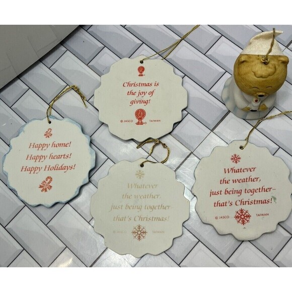 Vintage Jasco Beaver Jingle Bell & 4 Chistmas Ornaments Lot of 5 Ceramic Taiwan - Picture 8 of 14